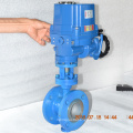 high quality metal sealing ss304 three eccentric butterfly valve with electric actuator